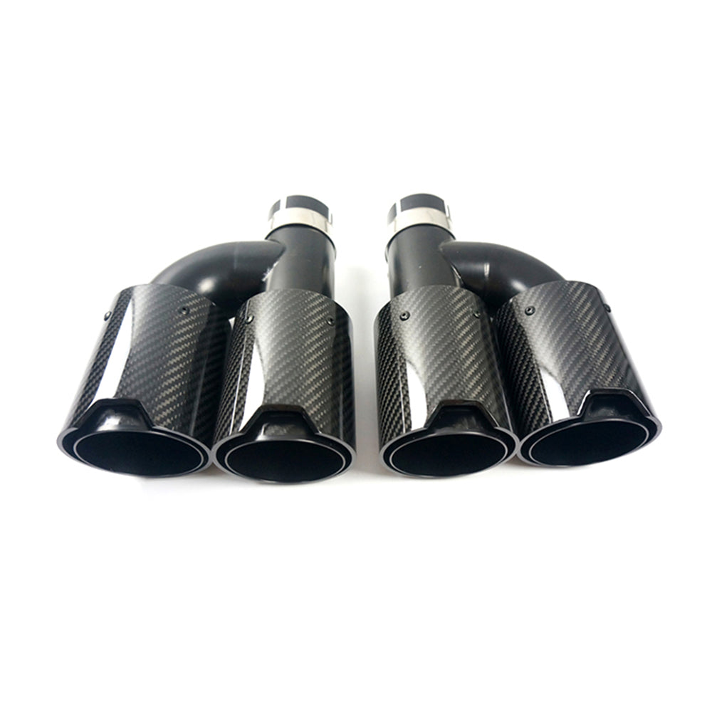 BMW Universal H-Type Carbon Fiber Exhaust Tip – Carbon + Black Full Set
