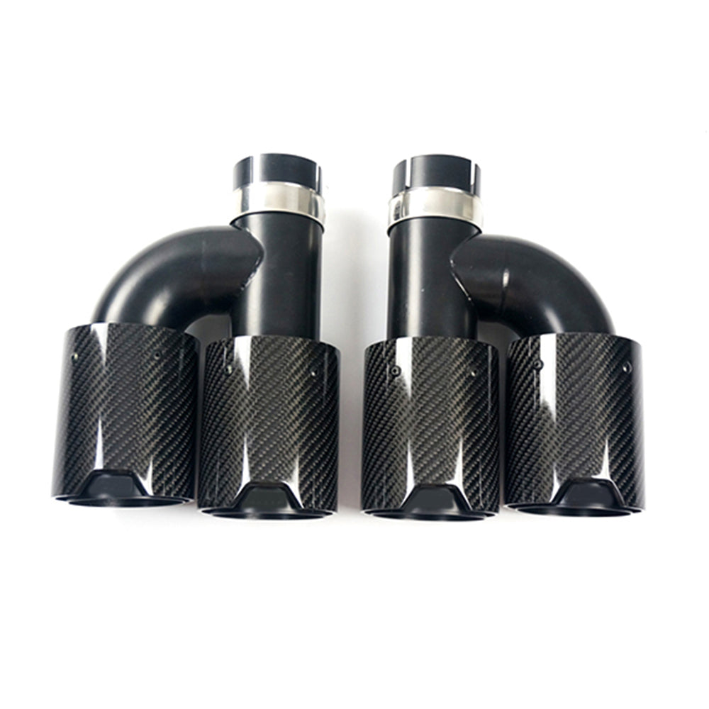 BMW Universal H-Type Carbon Fiber Exhaust Tip – Carbon + Black Full Set