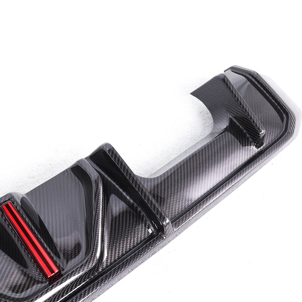 G80 / G82 M3 M4 F1 Style Rear Diffuser with LED — Pre-Preg Dry Carbon