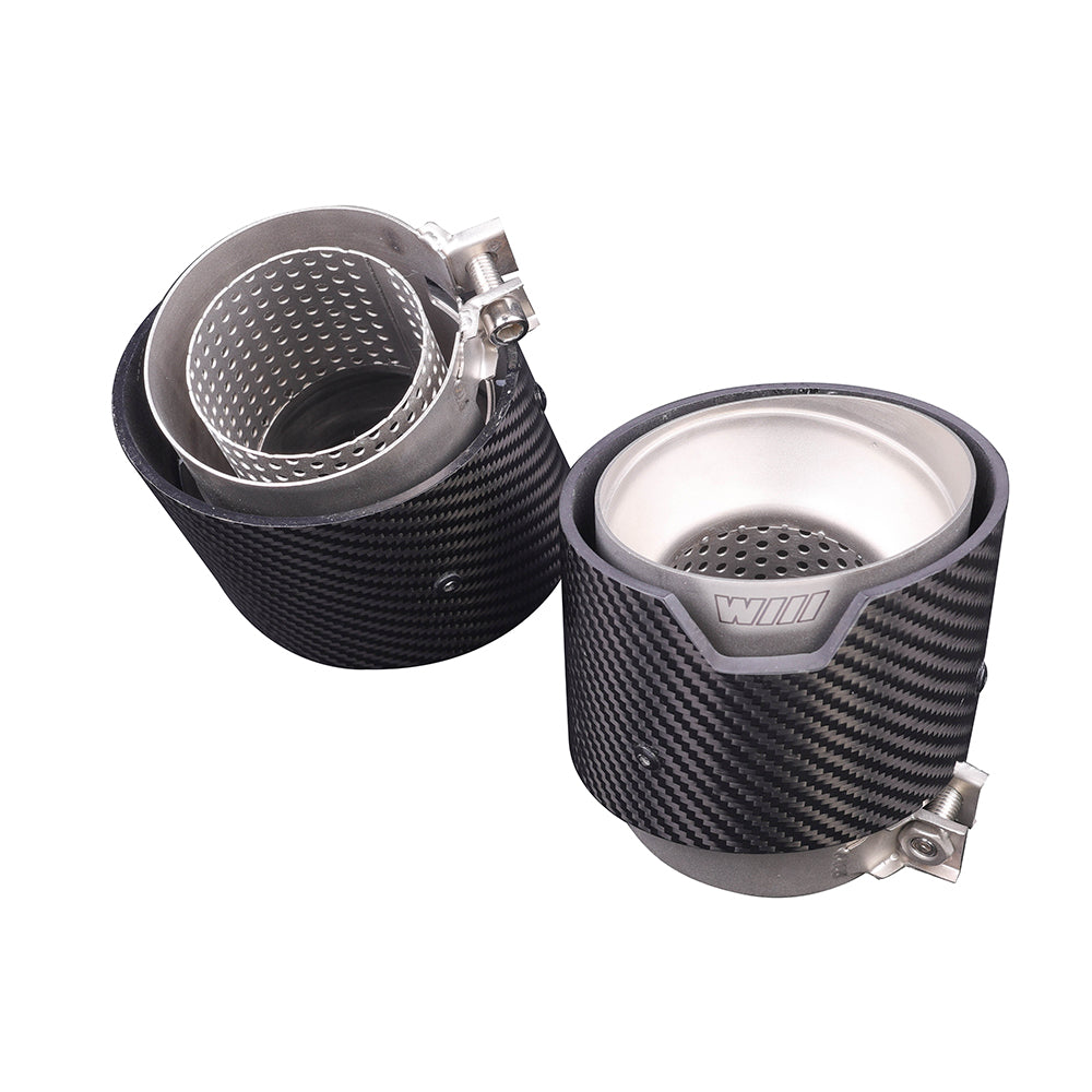BMW G80 / G82 / G83 M3 M4 Carbon Fiber Exhaust Tips Set – Silver + Carbon (2021+)