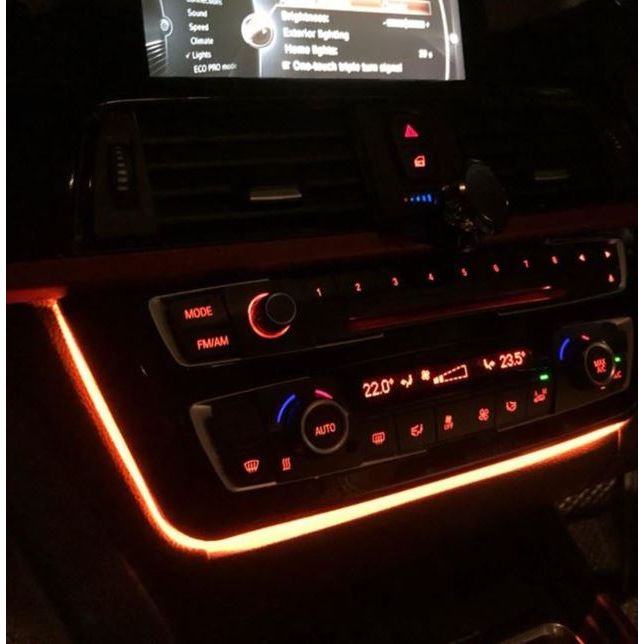 Center Console with Blue and Orange Color Car Atmosphere Light