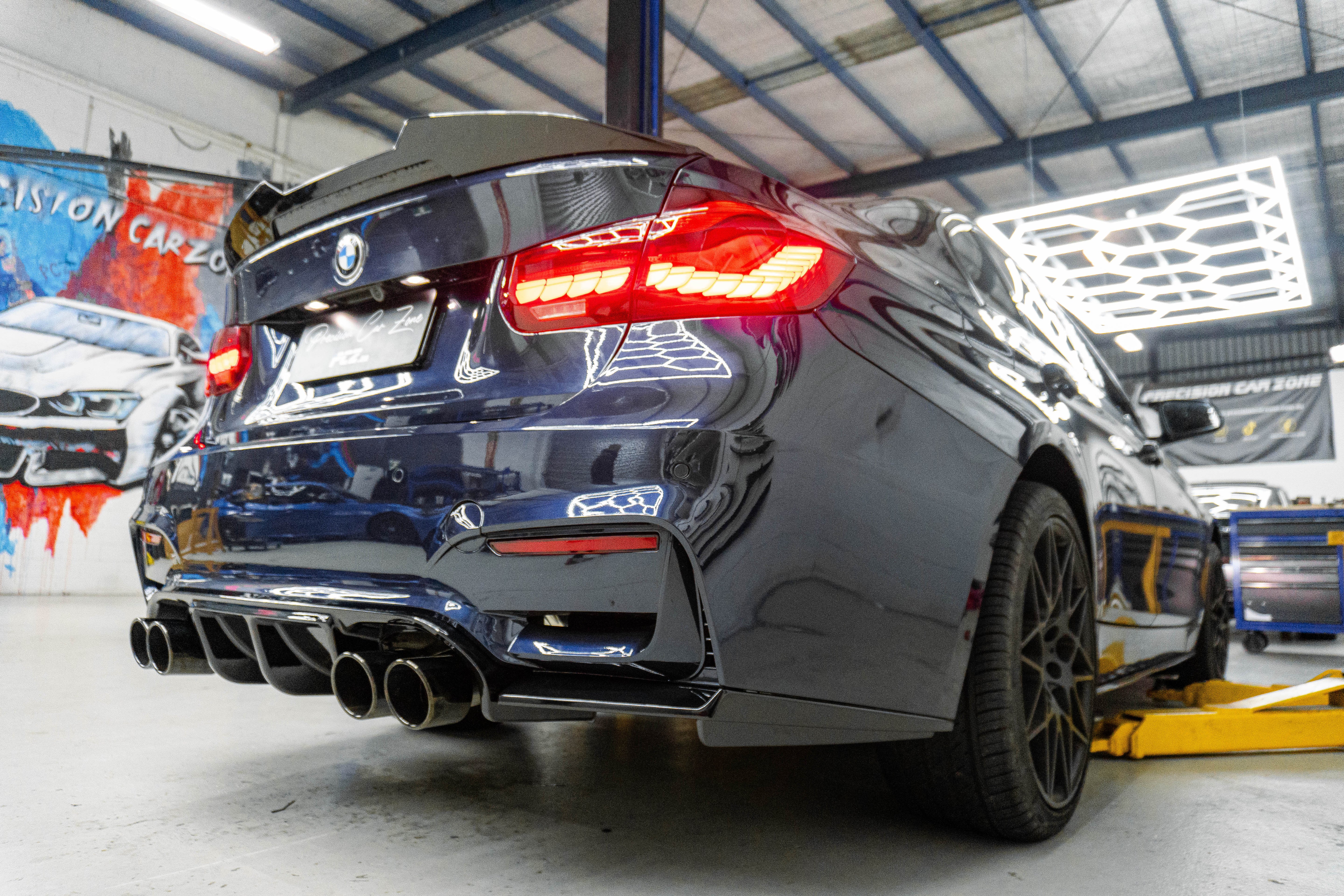 BMW F30 M3-Style V-Type Rear Diffuser – Gloss Black