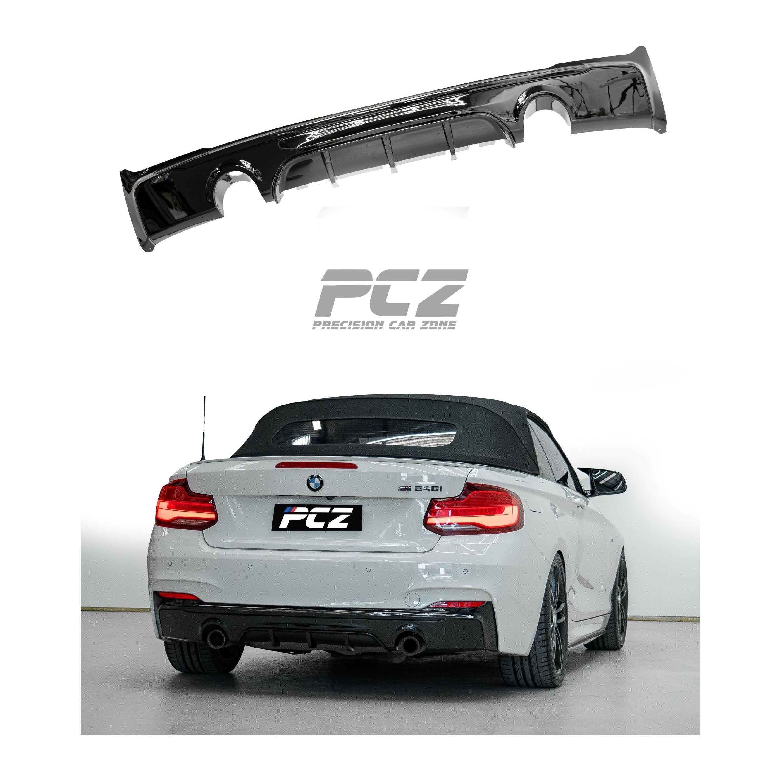F22 M-Performance Style Diffuser (Quad Twin Exhaust) Glossy Black