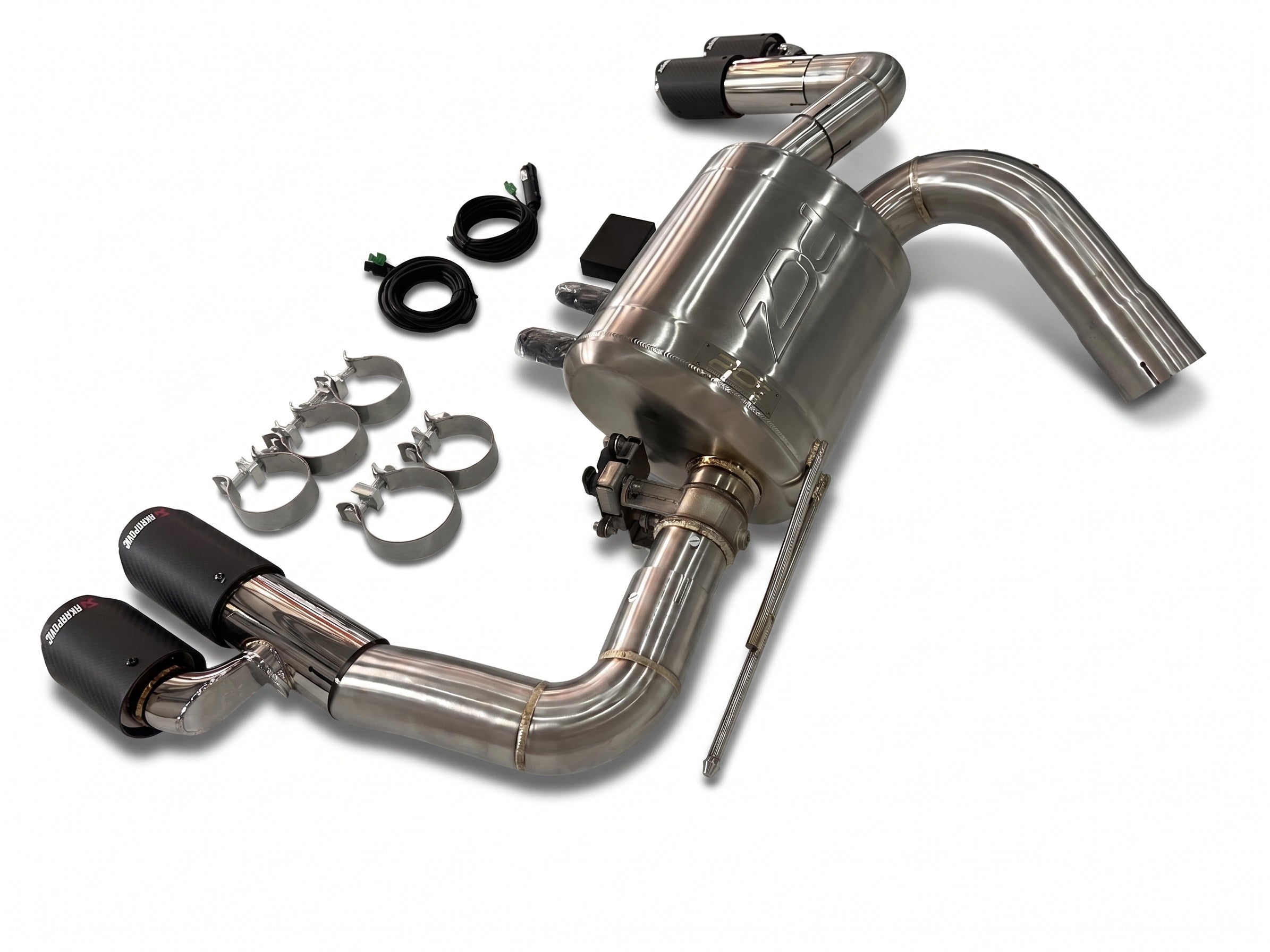 PCZ Performance Quad-Exit Exhaust Muffler w/ Carbon AK Tips – BMW F30 / F31