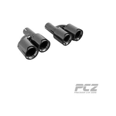 BMW Universal H-Type Carbon Fiber Exhaust Tip Set (Pair) – Gloss Carbon & Gloss Black