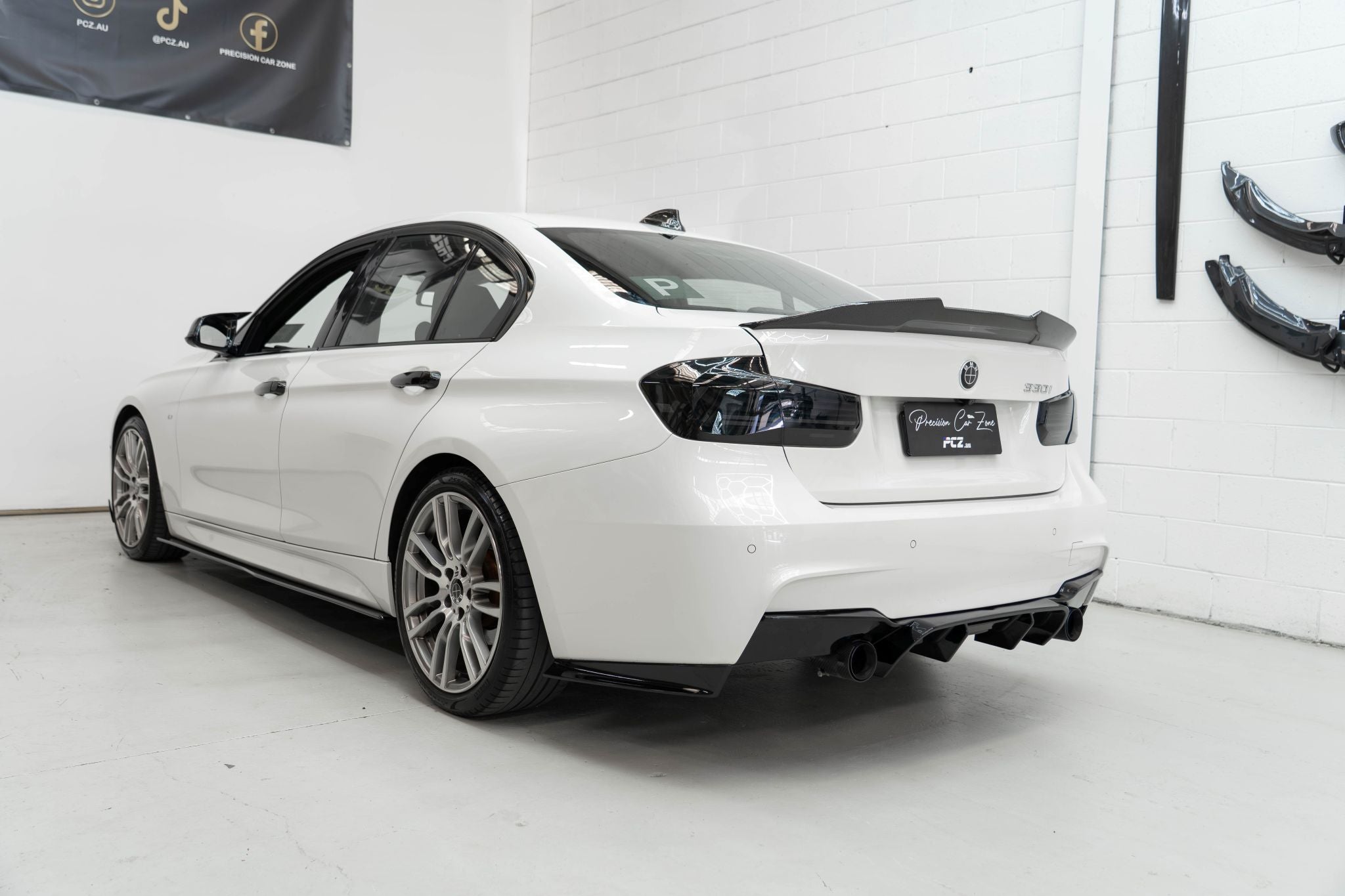 F30 Competition Style Rear Diffuser with LED Gloss Black