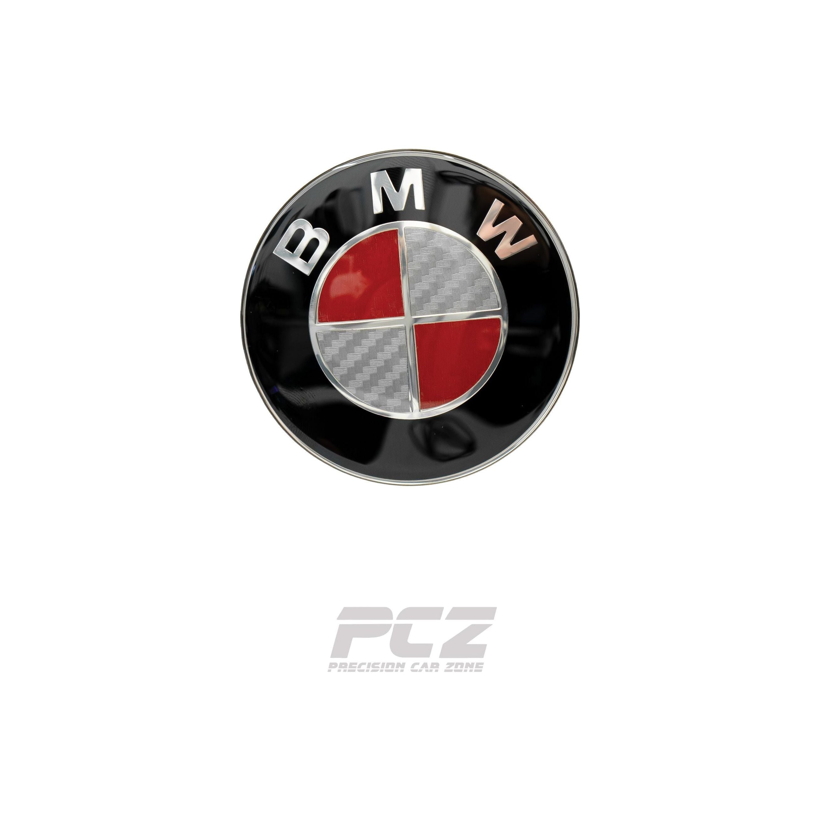 BMW F-Series Carbon Style Red and White Emblem Badges Set Front And Rear