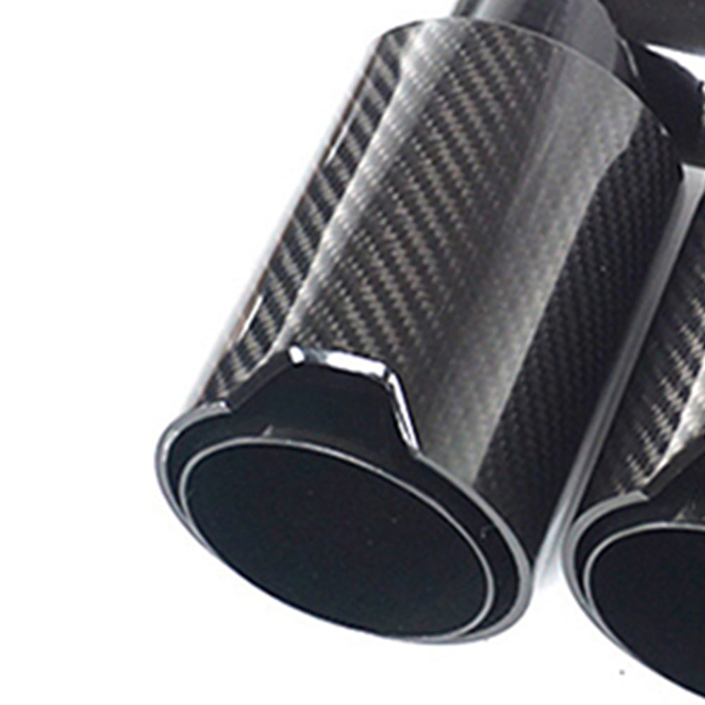 BMW Universal H-Type Carbon Fiber Exhaust Tips – Carbon + Black Single Exhaut Tip