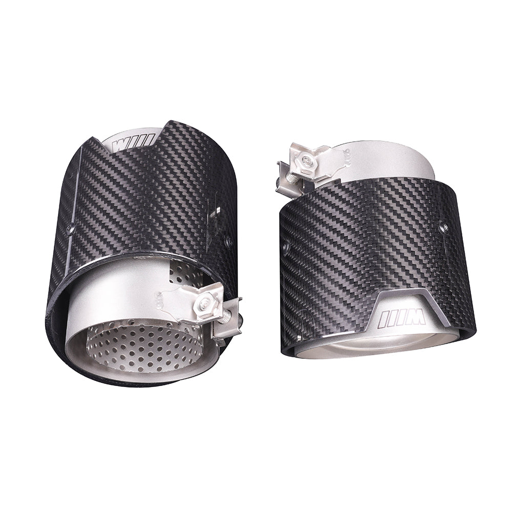 BMW G80 / G82 / G83 M3 M4 Carbon Fiber Exhaust Tips Set – Silver + Carbon (2021+)