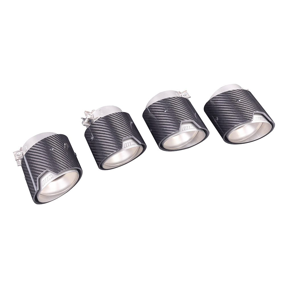 BMW G80 / G82 / G83 M3 M4 Carbon Fiber Exhaust Tips Set – Silver + Carbon (2021+)