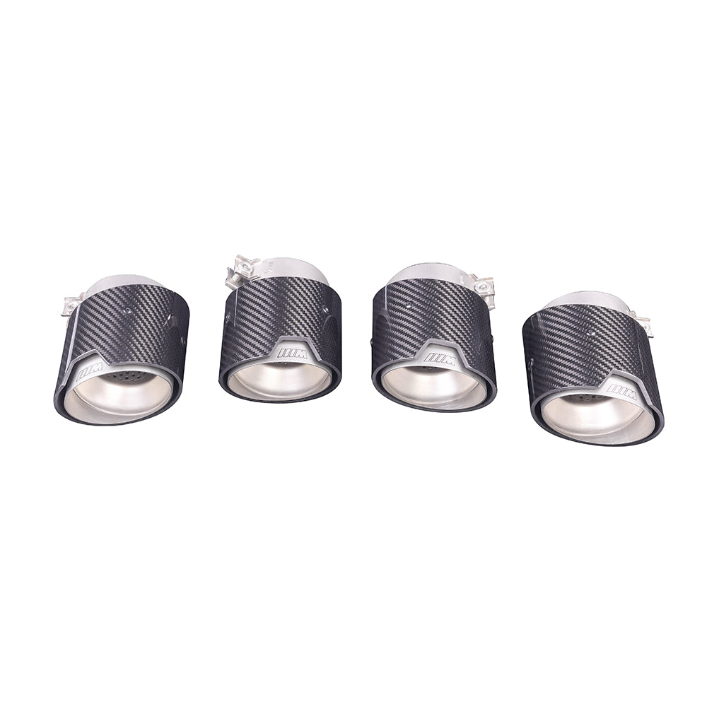 BMW G80 / G82 / G83 M3 M4 Carbon Fiber Exhaust Tips Set – Silver + Carbon (2021+)