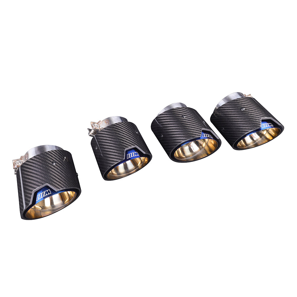 BMW G80 / G82 / G83 M3 M4 Carbon Fiber Exhaust Tips Set – Blue + Carbon (2021+)