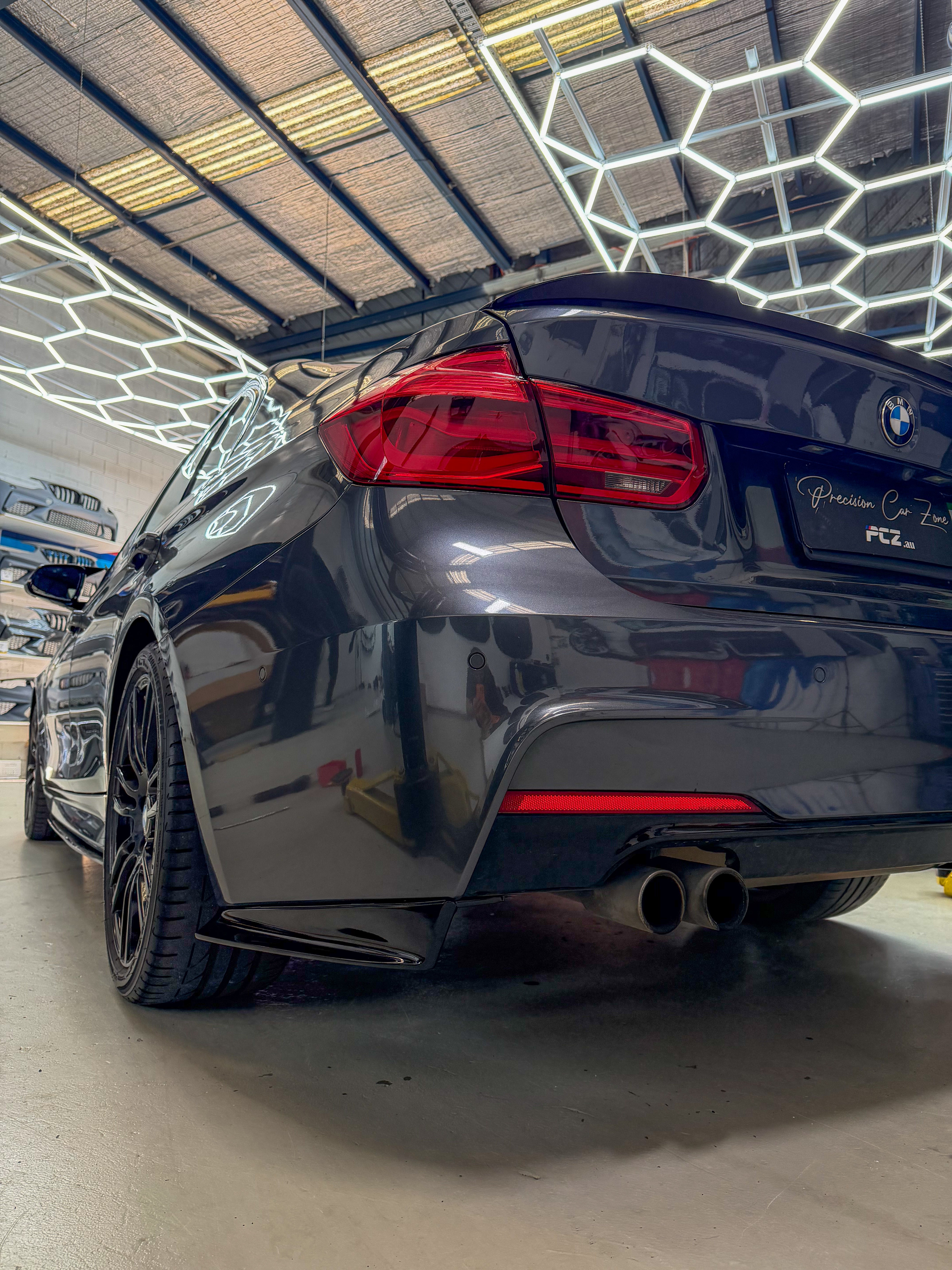 BMW F30 Competition Style Rear Bumper Splitters – Gloss Black