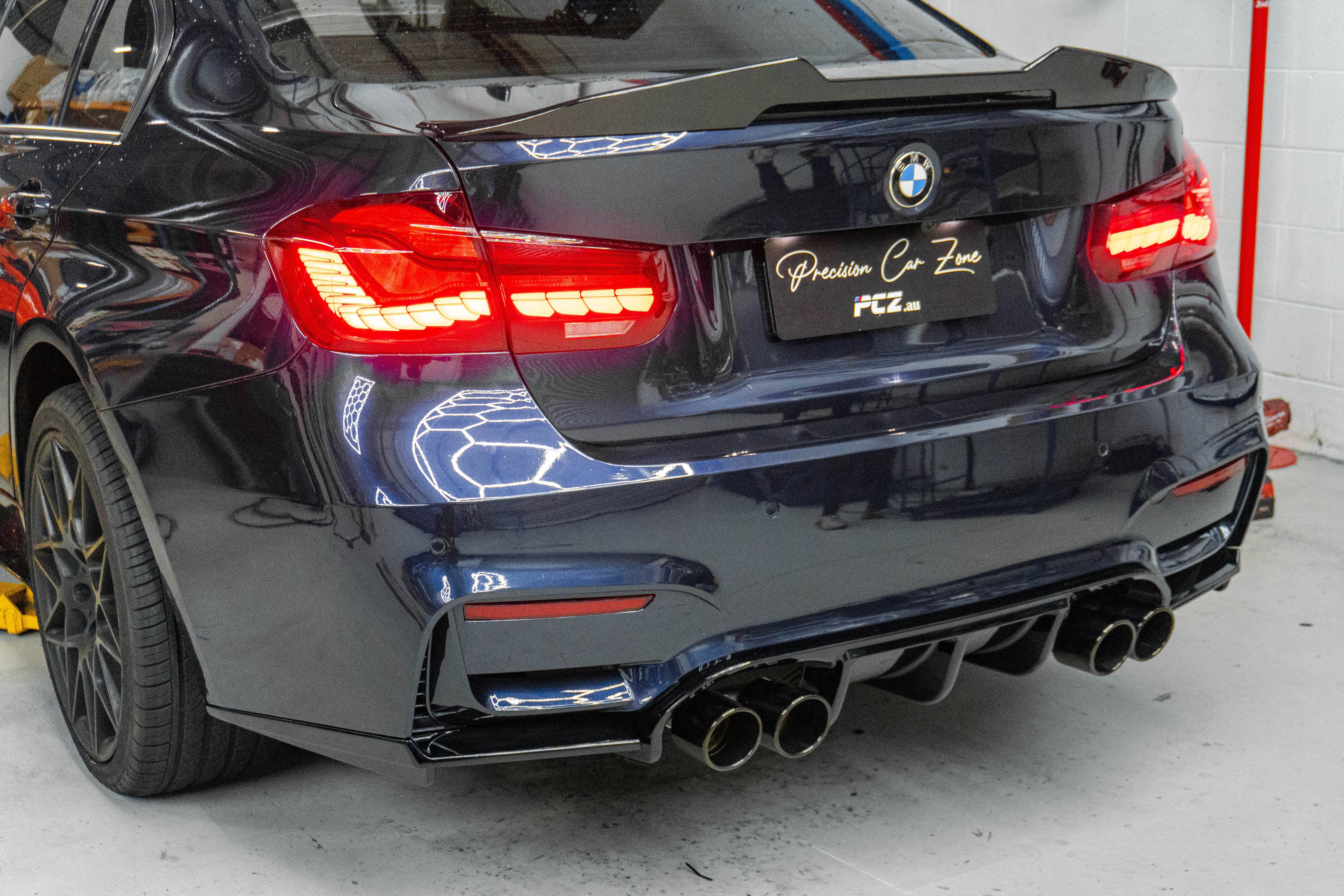 BMW F30 M3-Style V-Type Rear Diffuser – Gloss Black