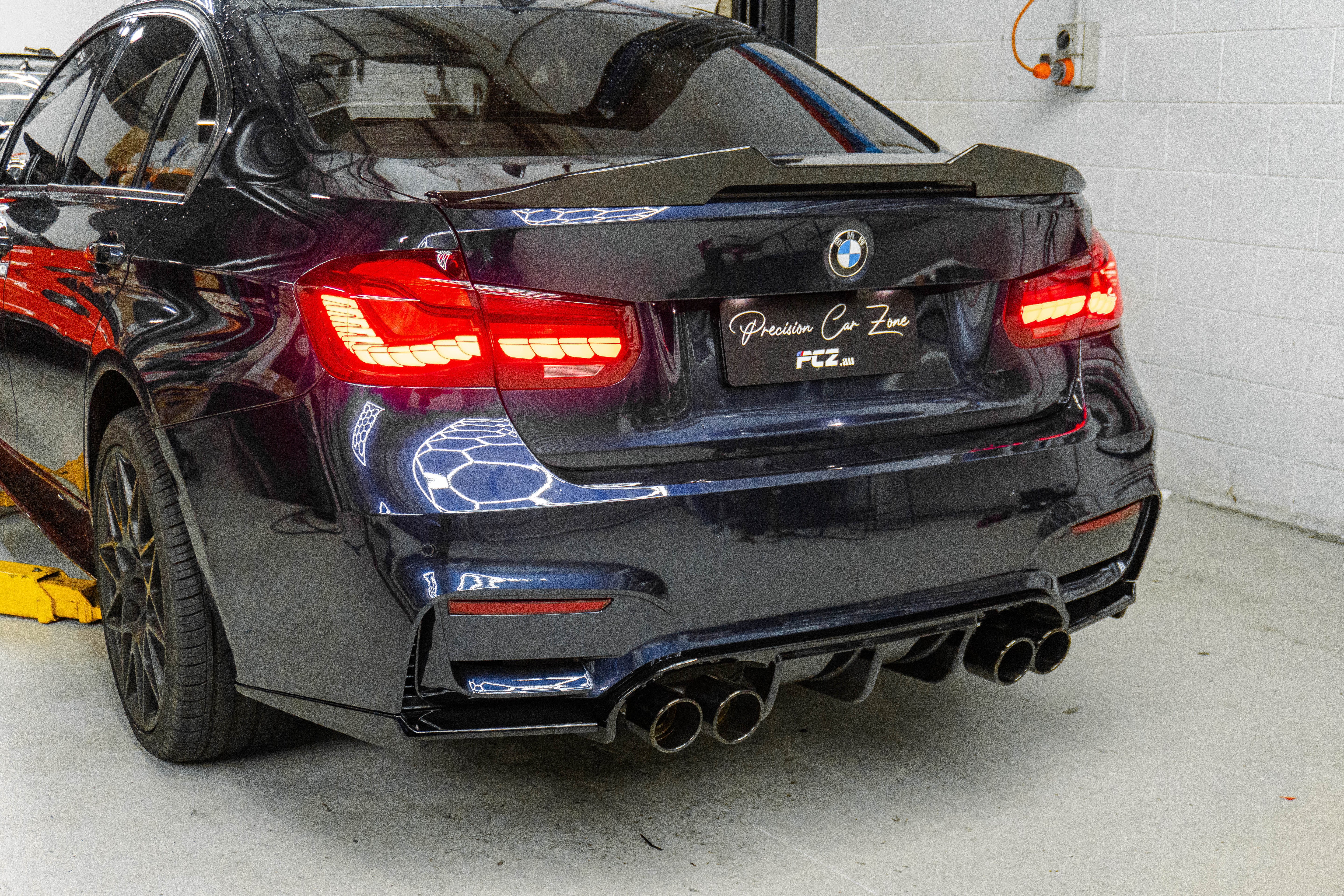 BMW F30 M3-Style V-Type Rear Diffuser – Gloss Black