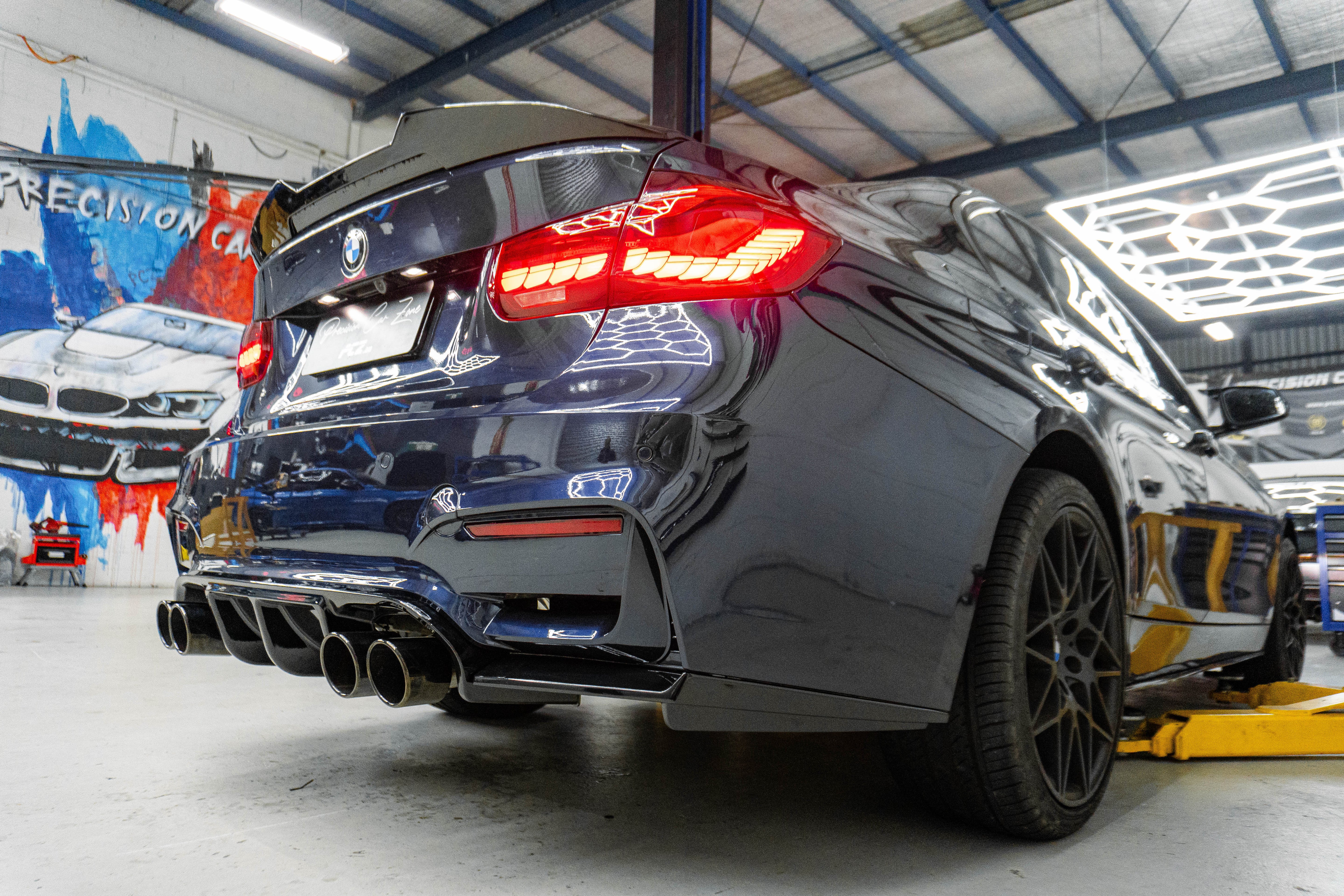 BMW F30 M3-Style V-Type Rear Diffuser – Gloss Black