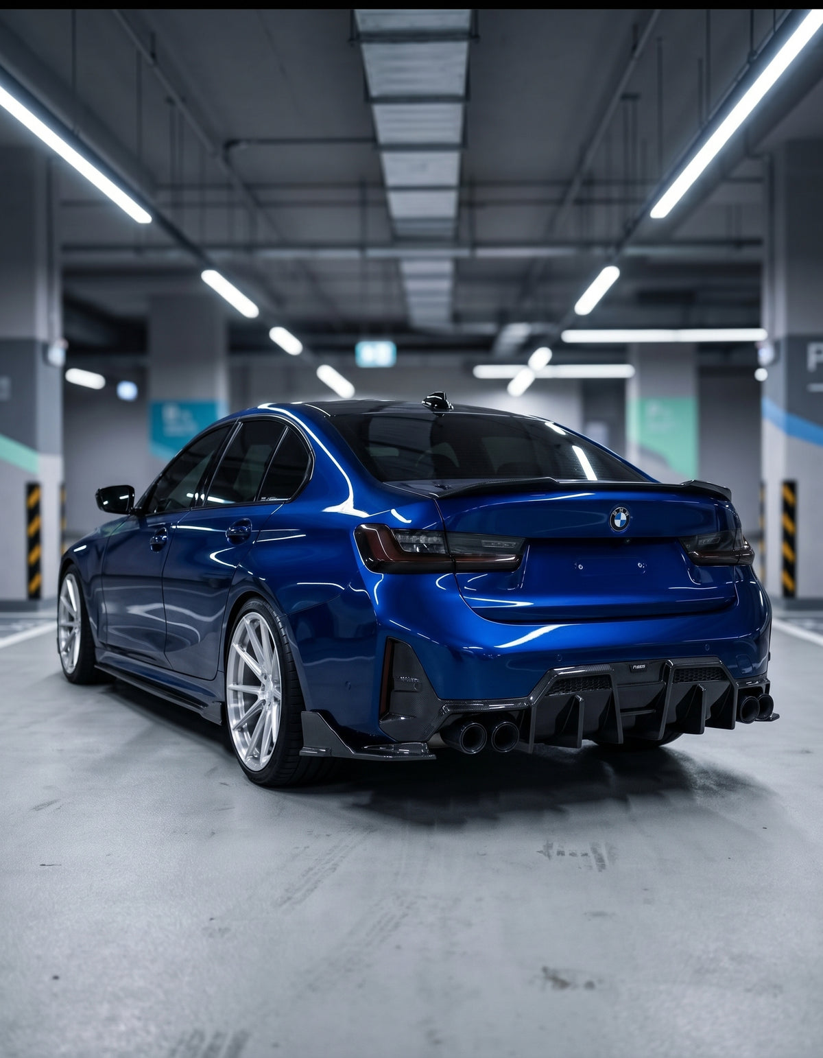 BMW G20 LCI V2 Competition Rear Diffuser – Gloss Black (2022–2025)