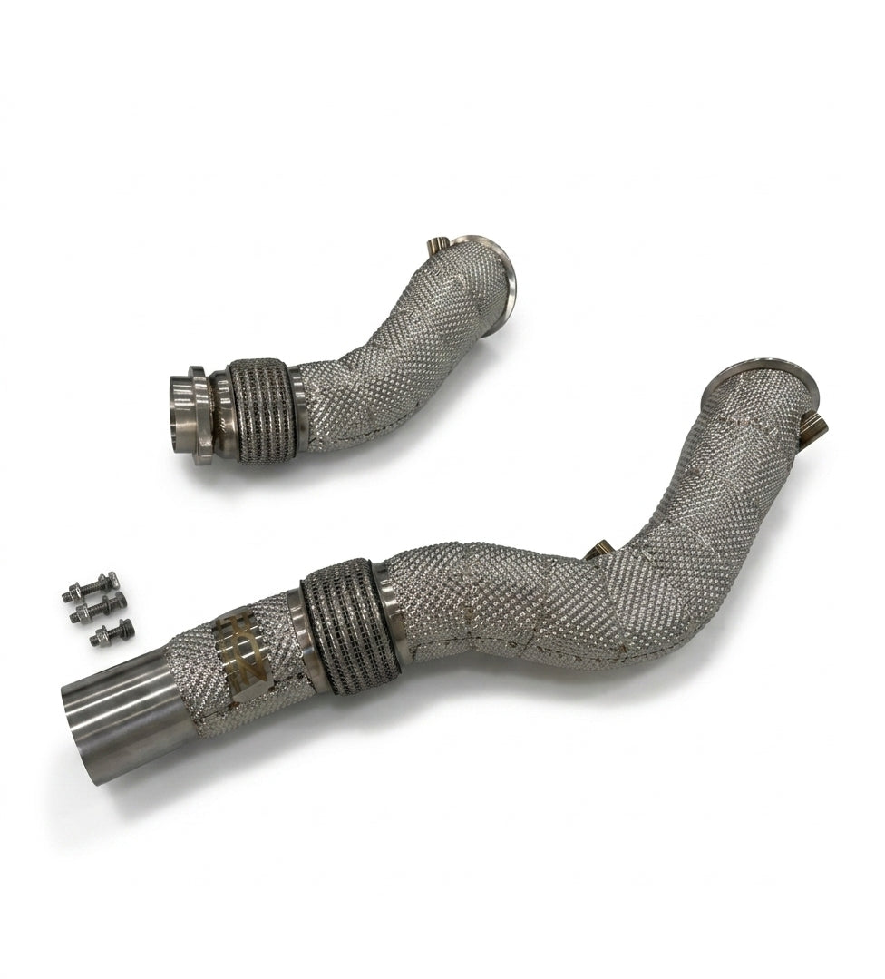 PCZ Performance High-Flow Heat-Shielded Catless Downpipe Set – BMW F80 M3, F82 / F83 M4, F87 M2 Competition (S55 3.0L Twin-Turbo 2014–2020)