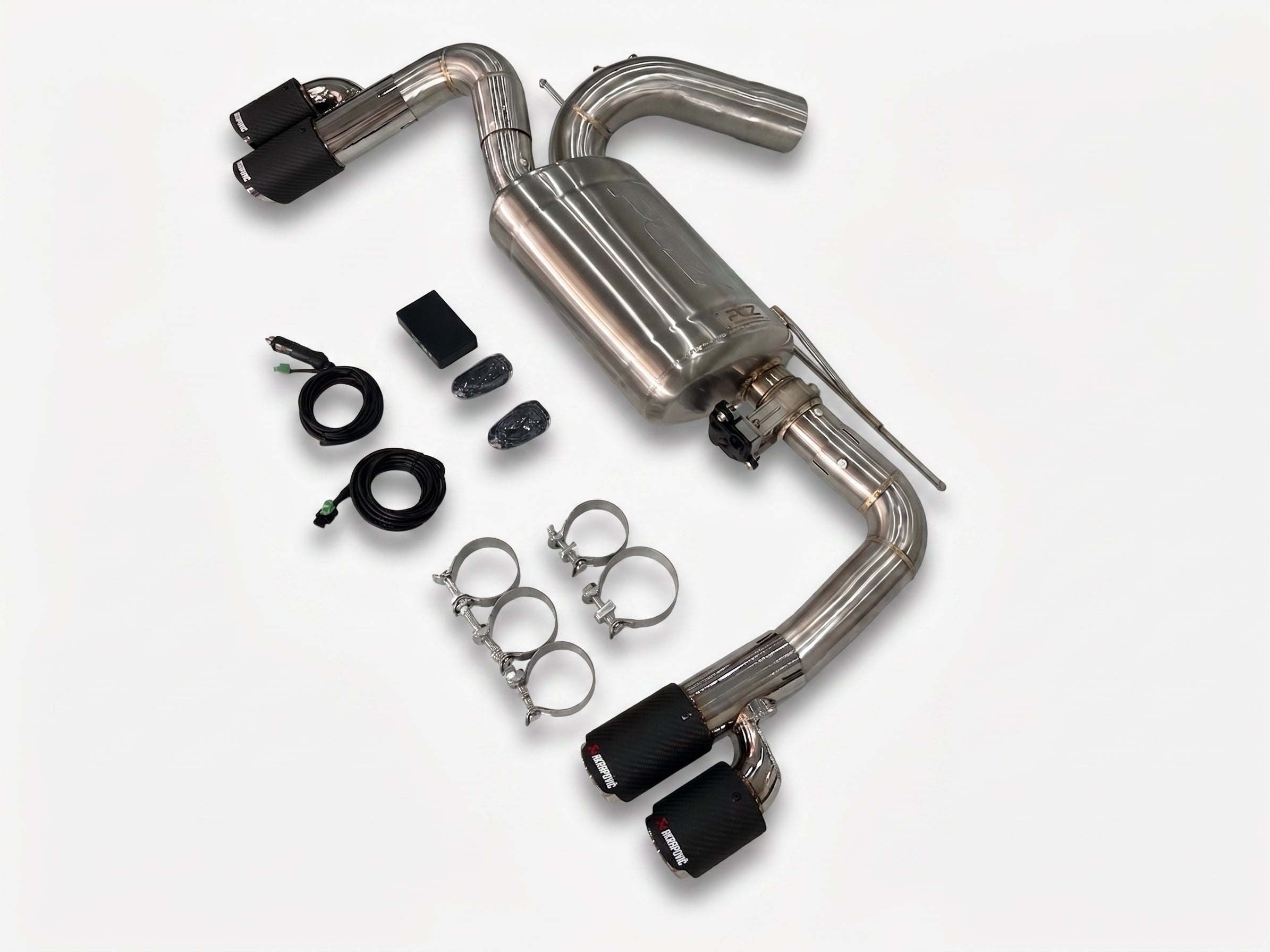 PCZ Performance Quad-Exit Exhaust Muffler w/ Carbon AK Tips – BMW F30 / F31
