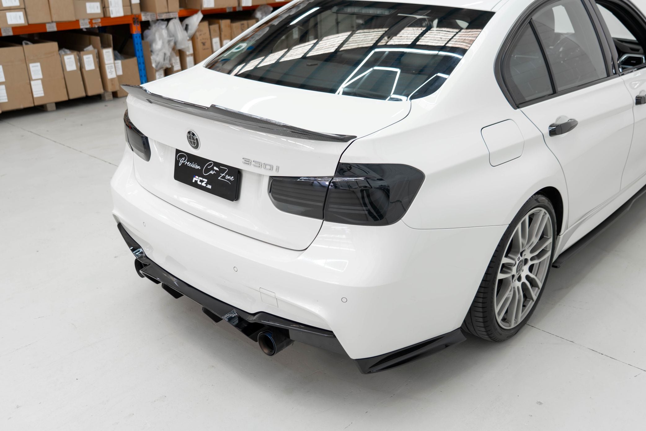 F30 Competition Style Rear Diffuser with LED Gloss Black