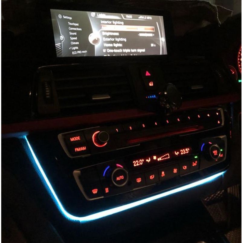 Center Console with Blue and Orange Color Car Atmosphere Light