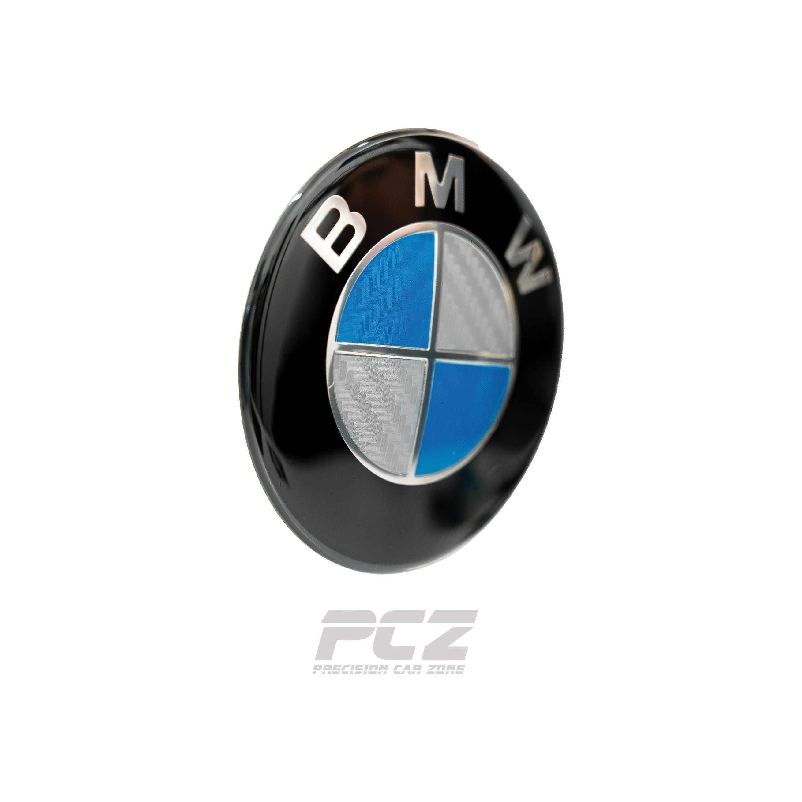 BMW F-Series Carbon Style Blue and White Emblem Badges Set Front And Rear