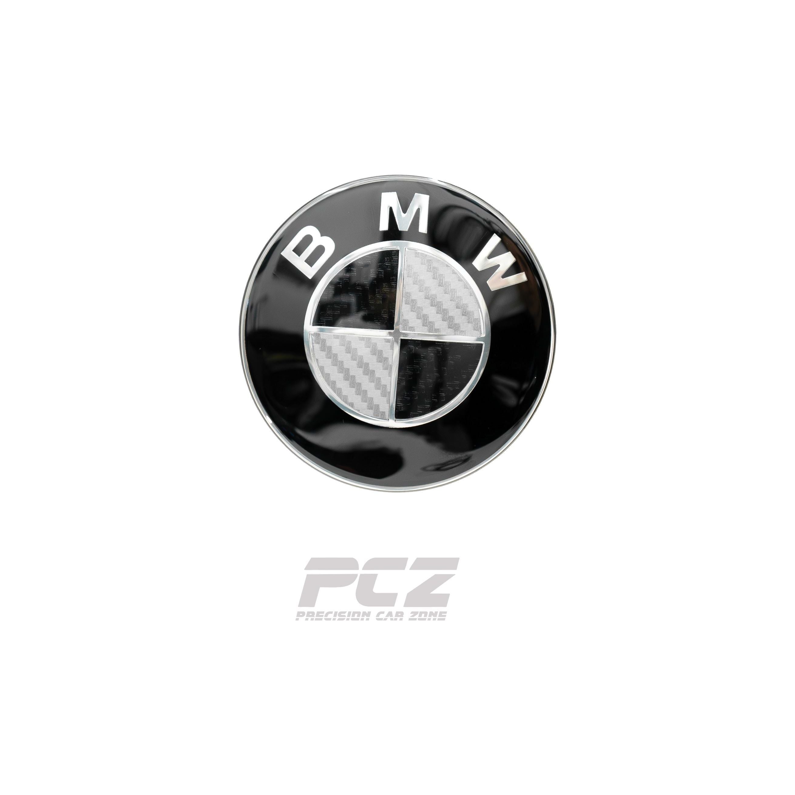 BMW E-Series Carbon Style Black and White Emblem Badges Set Front And Rear