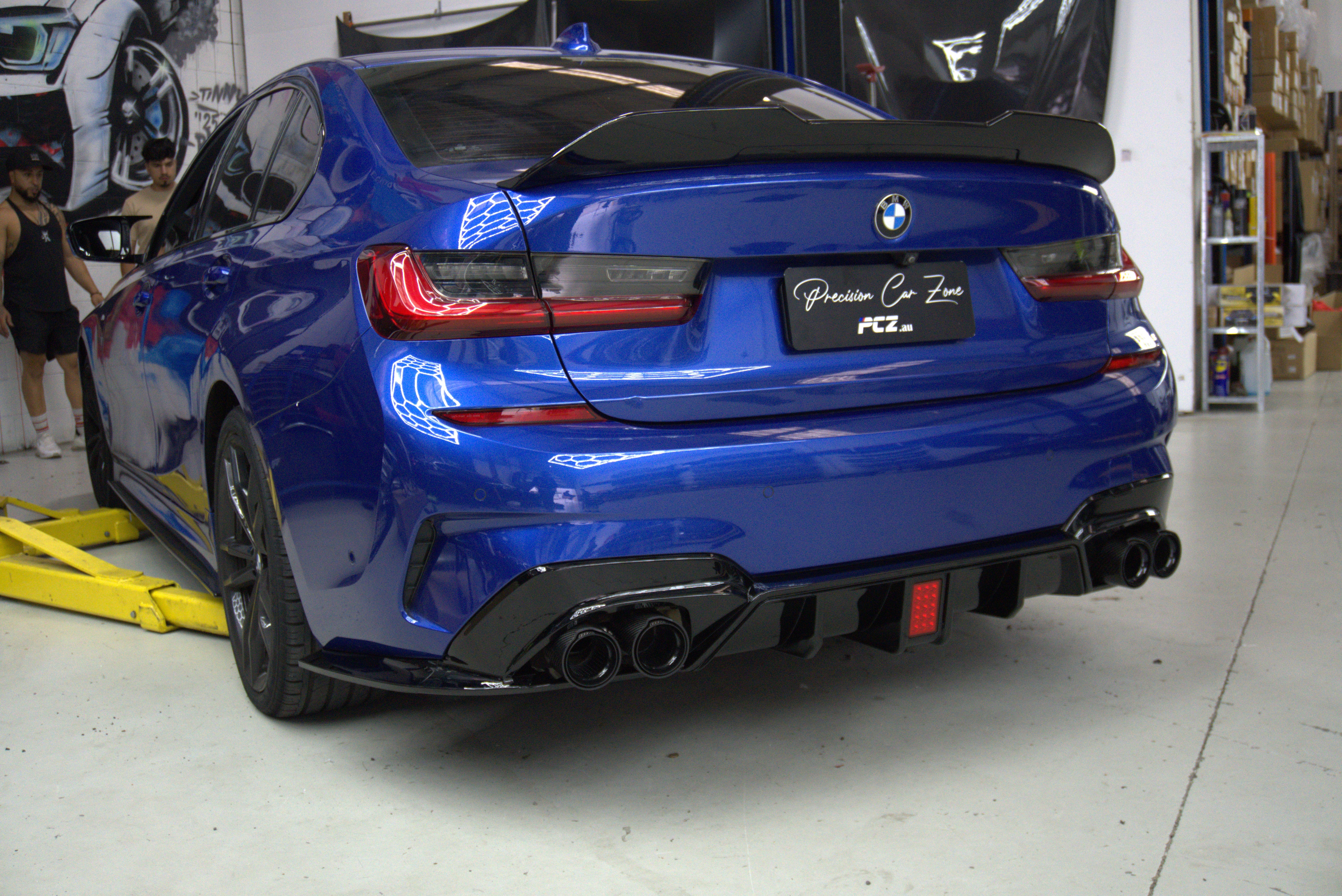 BMW 3 Series G20 M-Tech CP-Style Rear Diffuser with LED – Gloss Black ABS (2019–2022)